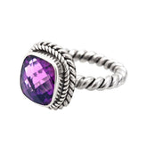 NKLR-001-AM-5" Sterling Silver Ring With Amethyst Q. Jewelry Bali Designs Inc